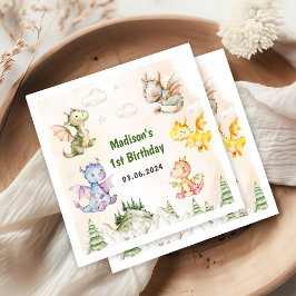 キュート・ドラゴン1st誕生日パーティー スタンダードカクテルナプキン