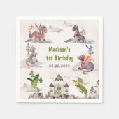 キュート・ドラゴン1st誕生日パーティー スタンダードカクテルナプキン (正面)