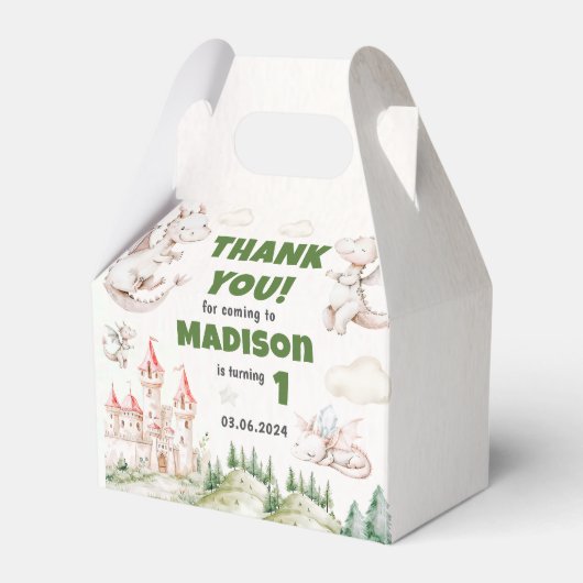 キュート・ドラゴン1st誕生日パーティー フェイバーボックス (正面サイド)