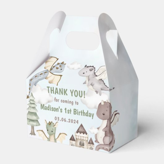 キュート・ドラゴン1st誕生日パーティー フェイバーボックス (正面サイド)