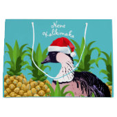 キュート&ネおもしろいーカリキマカハワイChristmas Pun ラージペーパーバッグ (正面)