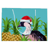 キュート&ネおもしろいーカリキマカハワイChristmas Pun ラージペーパーバッグ (裏面)