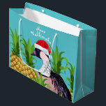 キュート&ネおもしろいーカリキマカハワイChristmas Pun ラージペーパーバッグ<br><div class="desc">クリスマスグースアイランドスタイル!このアクアブルーのおもしろい抱き枕は、サンタ帽にフェスティバルハワイアンネネを備え、パイナップルに囲まれ、メレカリキマカのための贈り物を負担する準備ができている。島に愛を寄せる可愛いプリンを持つ甘い鳥だ。3つのサイズで利用可能。</div>