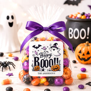 キュート ハッピー ブー ハロウィン ゴースト パンプキン お菓子 スクエアシール