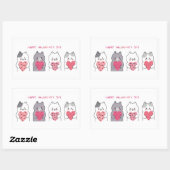 キュート・バレンタイン・キャッツ 長方形シール (シート)