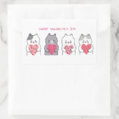 キュート・バレンタイン・キャッツ 長方形シール (バッグ)