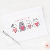 キュート・バレンタイン・キャッツ 長方形シール (封筒)