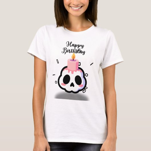 キュート・パステル・ゴス・スカル誕生日 Tシャツ (正面)