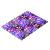 キュート&パープルガーリーフローラルパターントレンディーカラフル ノートブック (左側)