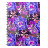 キュート&パープルガーリーフローラルパターントレンディーカラフル ノートブック (正面)
