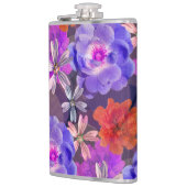 キュート&パープルガーリーフローラルパターントレンディーカラフル フラスク (左)