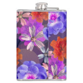 キュート&パープルガーリーフローラルパターントレンディーカラフル フラスク (裏面)