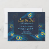 キュート・ピーコックは日付を保存 案内状 (正面)