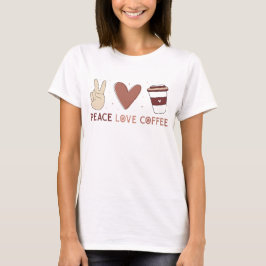 キュート ピース ラブ コーヒー ボホ アート Tシャツ