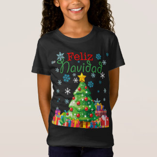 キュート・フェリズ・ナビダードクリスマスツリースペインのメキシコ Tシャツ