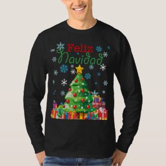 キュート・フェリズ・ナビダードクリスマスツリースペインのメキシコ Tシャツ