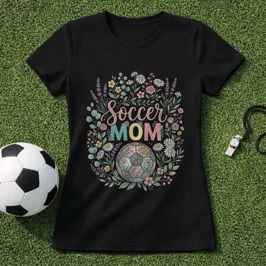 キュート フラワー サッカー ママ Tシャツ