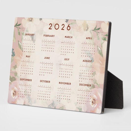 キュート フラワー 2026年 カレンダー フォトプラーク (側面)