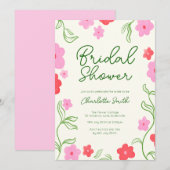 キュート&ブライトフローラガーデンブライダルシャワー 招待状 (正面/裏面)