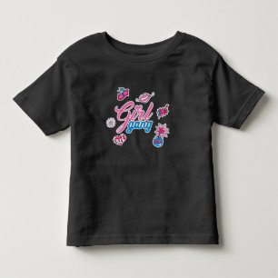 キュート ブラック トッドラー ガールズ “ガールギャング” グラフィックTシャツ トドラーTシャツ