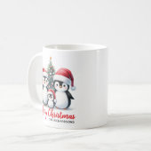 キュート・ペンギンモダンファミリー・メリークリスマス コーヒーマグカップ (正面左)