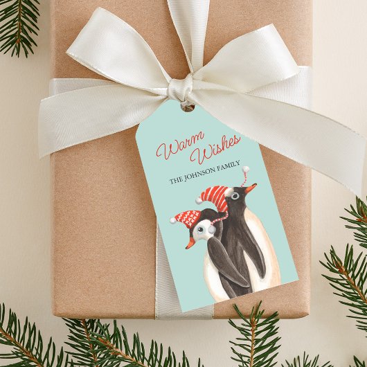 キュート・ペンギン温かい願いクリスマスパーソナライズされた ギフトタグ