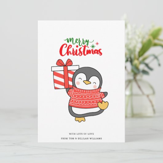 キュート・ペンギン・メリークリスマス シーズンカード (スタンド正面)