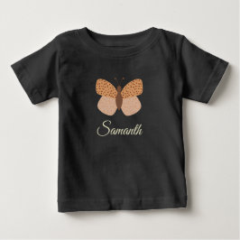 キュート ボヘミアン 蝶 モノグラム 名前 女の子 ベビーTシャツ