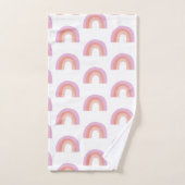 キュート・ボホ虹の絵絵画のサンゴパープル バスタオルセット (ハンドタオル)