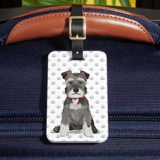 キュート ミニチュア シナウザー ガール ラゲッジタグ (正面インサイチュ2)