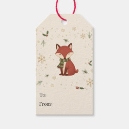 キュート モダン 森の動物 キツネ クリスマス ギフトタグ