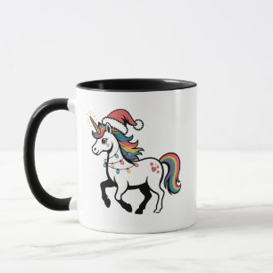 キュート ユニコーン+シカ+トナカイ クリスマス ライト 面白い マグカップ