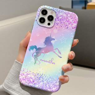 キュート ユニコーン ピンク グリッター レインボーアート モノグラム Not iPhone 11 Proケース