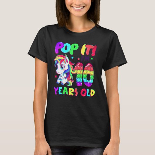 キュート ユニコーン フィジット トイ ポップ イット 私は10歳 ガールズ 10歳の誕生日 Tシャツ (正面)