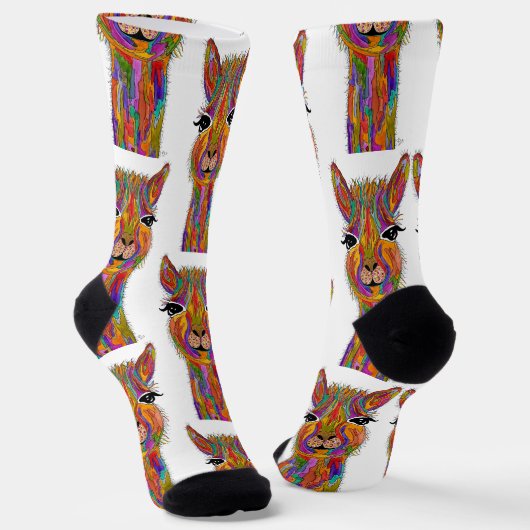 キュート&ラマカラフルアルパカソックス ソックス (傾斜あり)