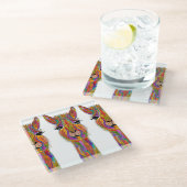 キュート&ラマカラフルコースター ガラスコースター (アングル)