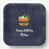 キュート&不気味なハロウィーンカップケーキ誕生日 ペーパープレート (正面)