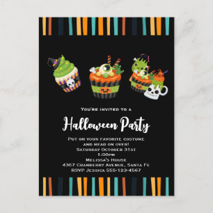 キュート&不気味なハロウィーントリート招待状 ポストカード