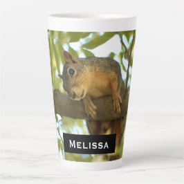 キュート&好奇心リス自然写真 カフェラテマグ