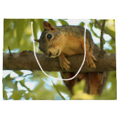 キュート&好奇心リス自然写真 ラージペーパーバッグ (裏面)