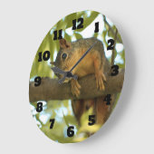 キュート&好奇心リス自然写真 ラージ壁時計 (傾斜)