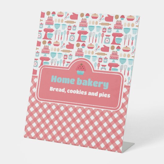 キュート&実用的カスタムなホームベーカリーベーキングデザイン 台座サイン (正面)