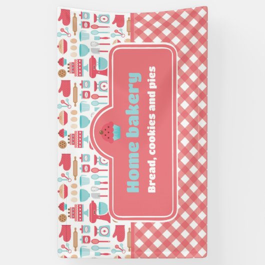キュート&実用的カスタムなホームベーカリーベーキングデザイン 横断幕 (縦)