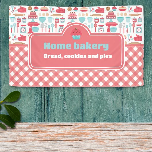 キュート&実用的カスタムなホームベーカリーベーキングデザイン 横断幕
