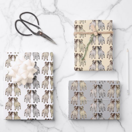 キュート（犬）スタッフォードブルテリア愛犬家 ラッピングペーパーシート (正面)