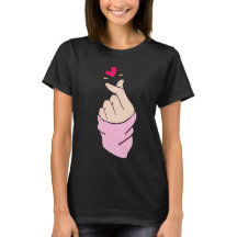 キュート K-Pop フィンガーハート ミニマリスト グラフィックTシャツ