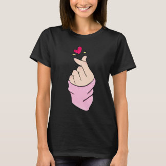 キュート K-Pop フィンガーハート ミニマリスト グラフィックTシャツ Tシャツ
