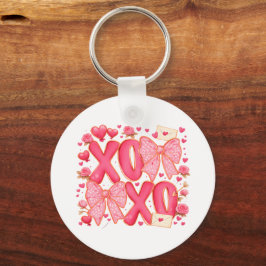 キュート XOXO バレンタインボウハート ピンク コケット キーホルダー