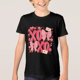 キュート XOXO バレンタインボウハート ピンク コケット トライブレンドＴシャツ