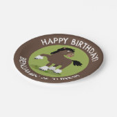 キュートClydesdale馬のパーソナライズされた誕生日 ペーパープレート (アングル)